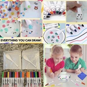 Magic Water Floating Art Set - 20 Color Markers + 2 Ceramic Spoons Adults Kids